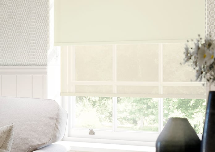 Rimini (Blackout), Ecru & Optima Linen - Double Roller Blind - Image 5
